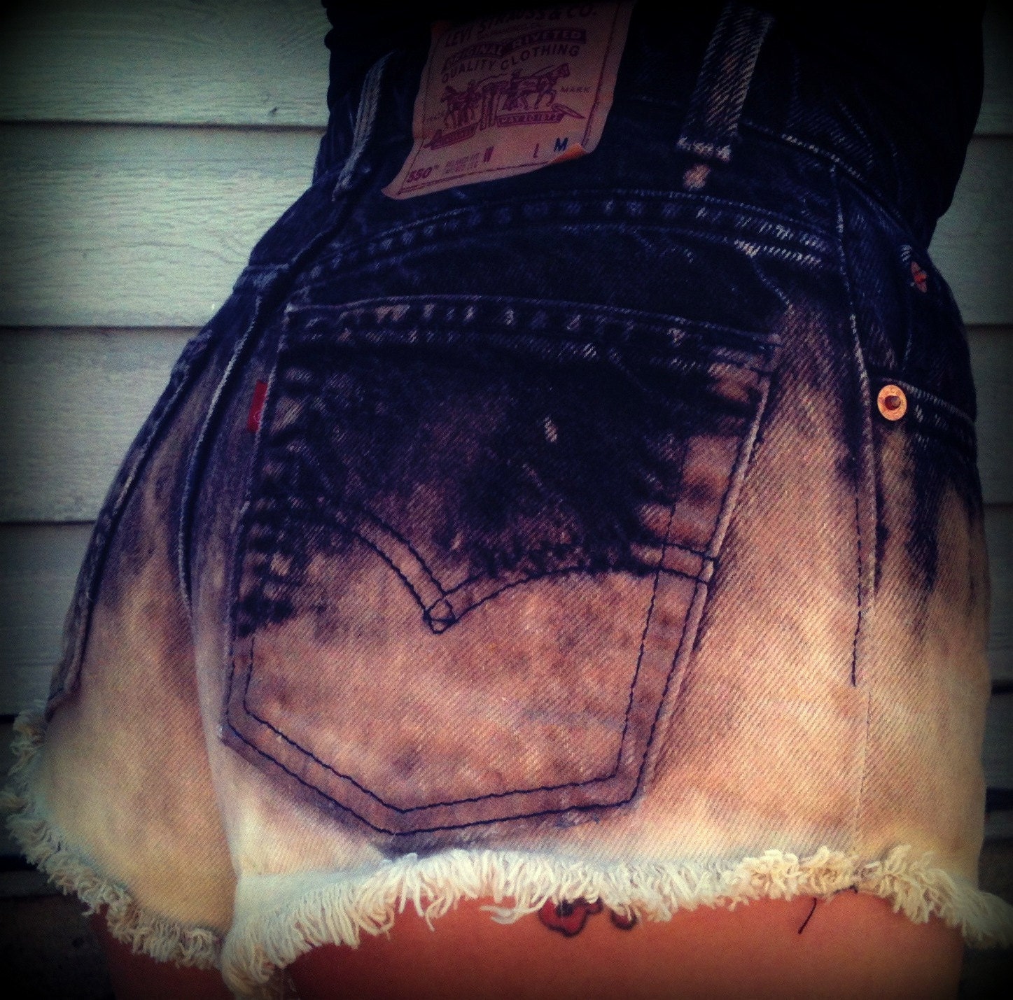 Made To Order Ombre High Waisted Cut-off Distressed Levis Daisy Duke Shorts Your Size