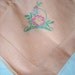 Vintage Cotton Peach Salmon Colored Luncheon Tablecloth with Napkins Shabby Cottage Chic