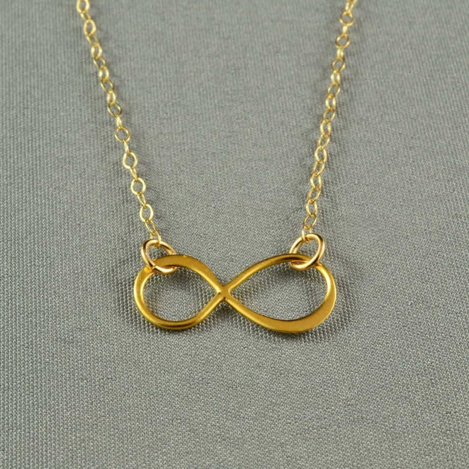 Beautiful INFINITY Necklace, 24K Gold Vermeil Charm, 14K Gold Filled Chain, Modern, Simple, Pretty, Everyday Wear Jewelry