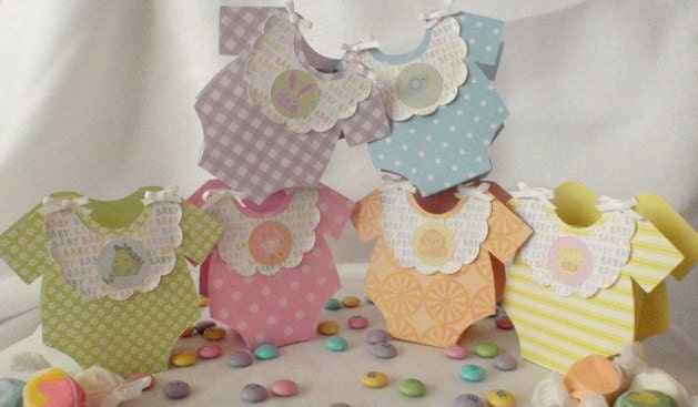 Custom Baby Shower Favor Boxes, Onsies with stickers, Set of 12