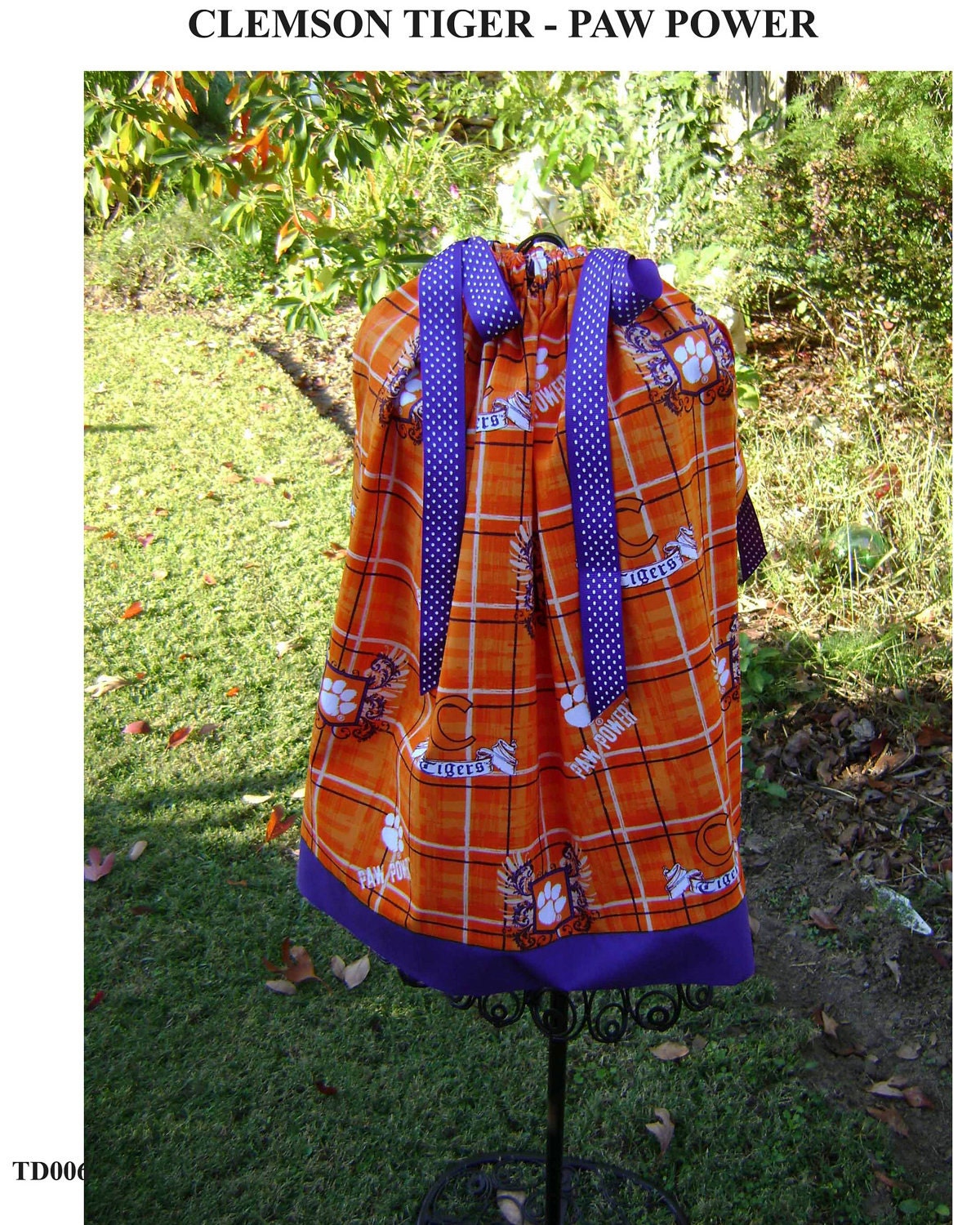 Featuring Clemson Tigers Paw Power Pillowcase Dress :TD006