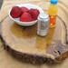 50% Off Kitchen Table Centerpiece Rustic Cake Stand Wooden Tray Natural Edge Oak Wooden