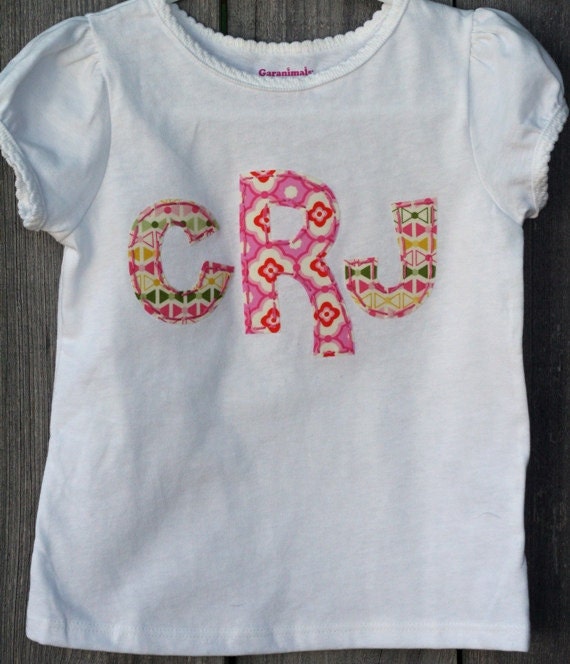 Girls Hand Stitched Monogram Shirt
