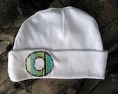 Newborn Cap with Hand Appliqued Initial