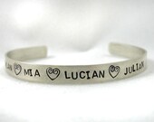 Mother's Bracelet - Custom Hand Stamped Sterling Silver Bracelet, a Great Gift for Mom