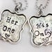 Hand Stamped necklace set, The Original Her One & His Only, couple necklaces perfect for anniversaries and engagements