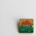 Poppies countryside hand painted on a square wooden brooch
