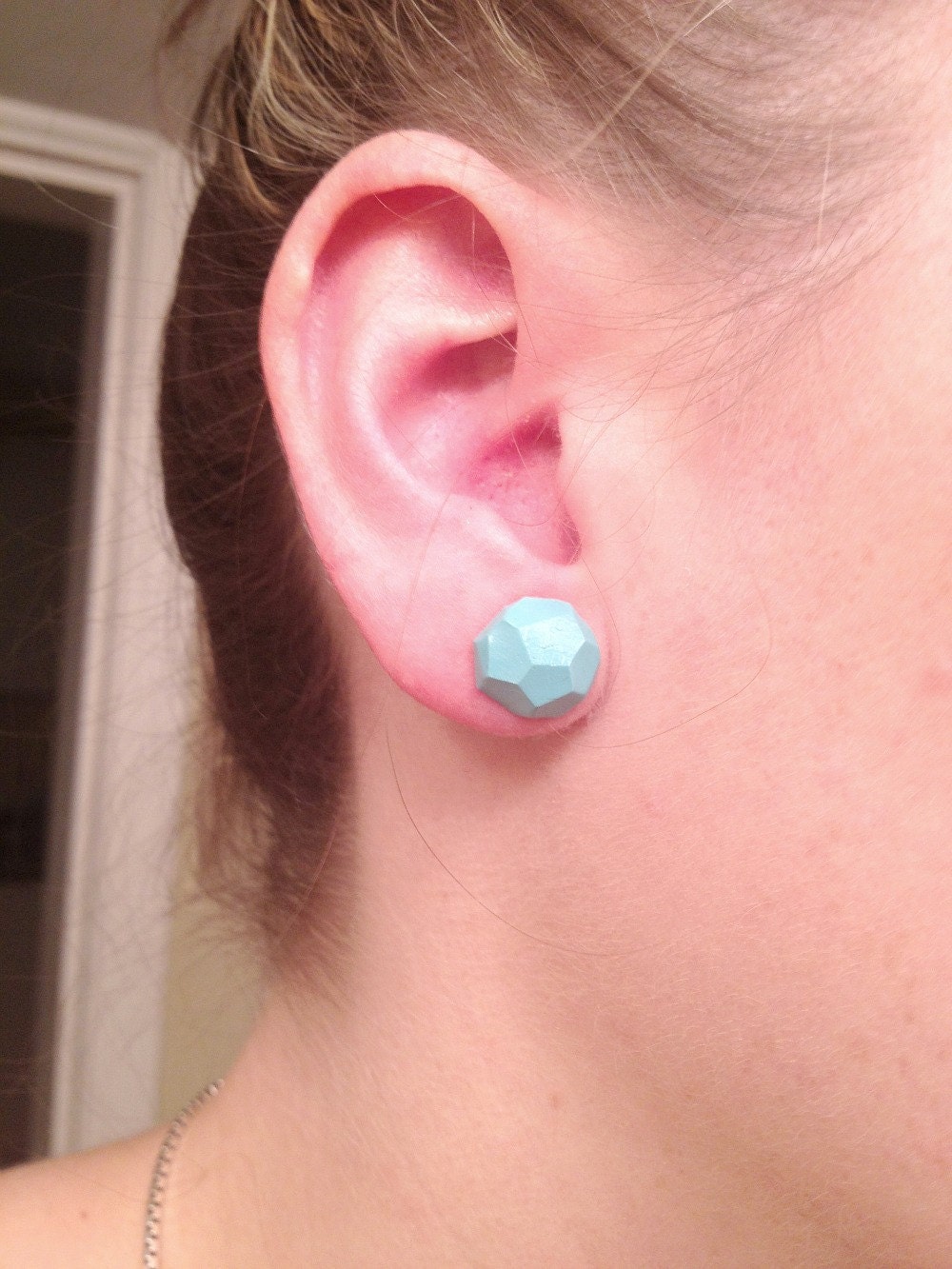 Red, Blue, Yellow, Primary Colors Faceted Clay Post Earrings, Stainless Surgical Steel Posts