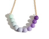 Kisa necklace Mint and purple ombre beads - Geometric necklace- Ombre jewelry