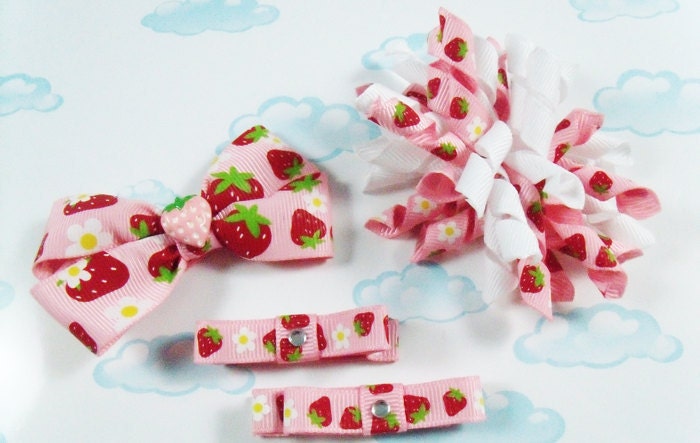 Hair bow Strawberry hair bow set