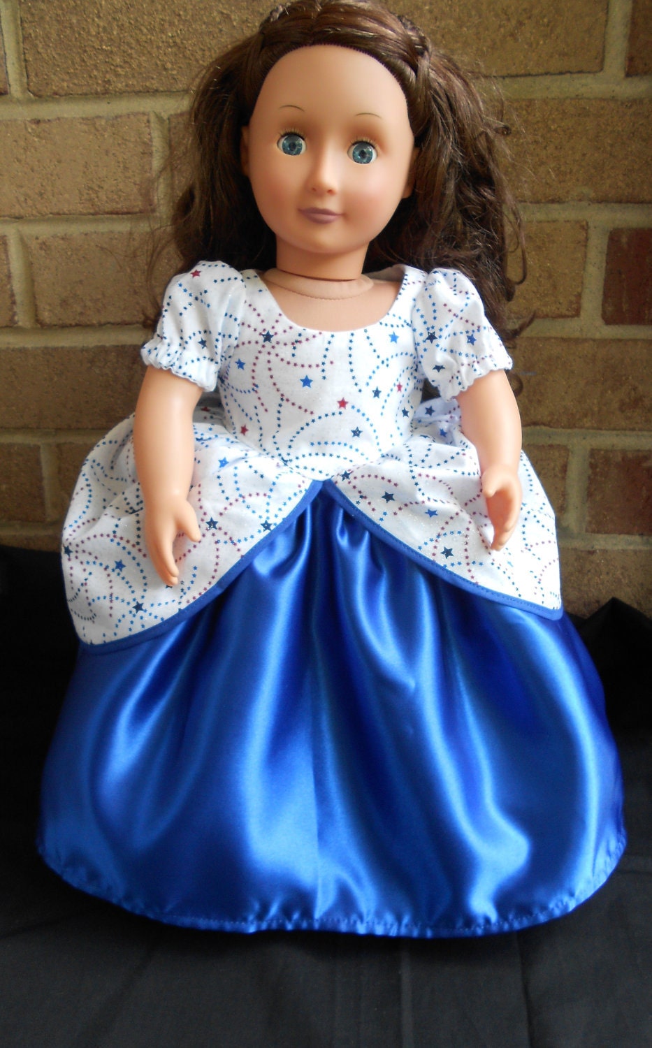 Beautiful Patriotic Gown for American Girl doll and 18 inch dolls