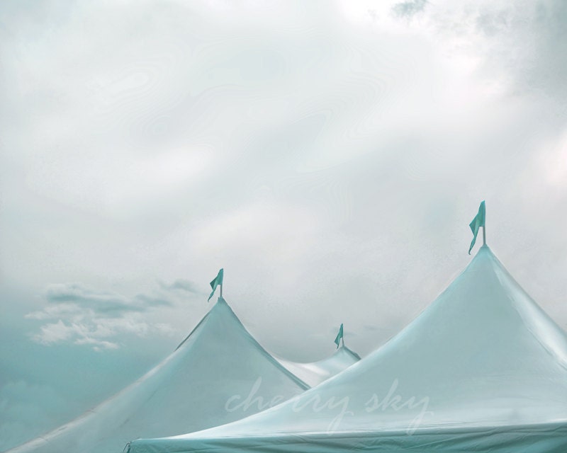 Blue Tents - Circus Carnival Pastel Pale Powder Blue Minimal Soft Sweet Romantic Nostalgic Girly Dreamy Summer 8x10 Original Photograph