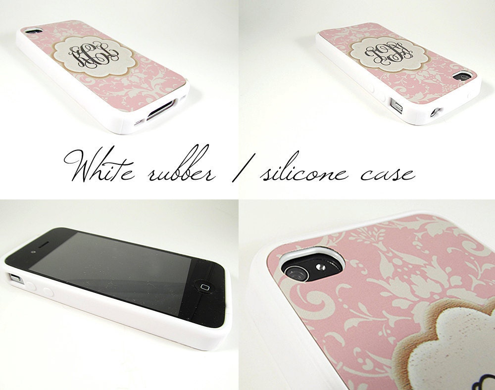 Personalized Iphone cover - Gray and yellow damask - Iphone 4s cover - plastic or silicone Iphone 5 case, Iphone 4 case monogrammed (9587)