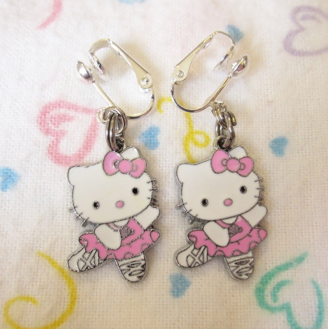 Sweet BALLERINA Hello Kitty Ballet Dancer CLIP-ON Earrings