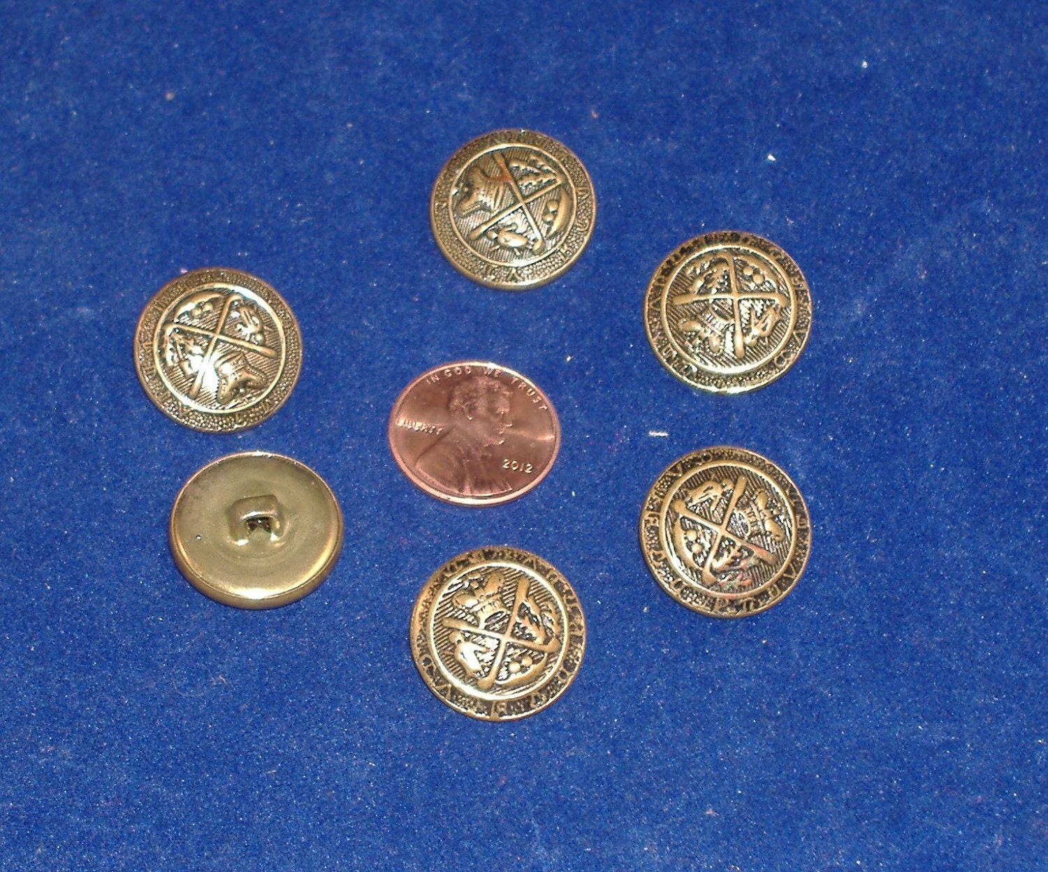 Brass Crest Blazer Buttons Set of 6 DESTASH by debbisvintage