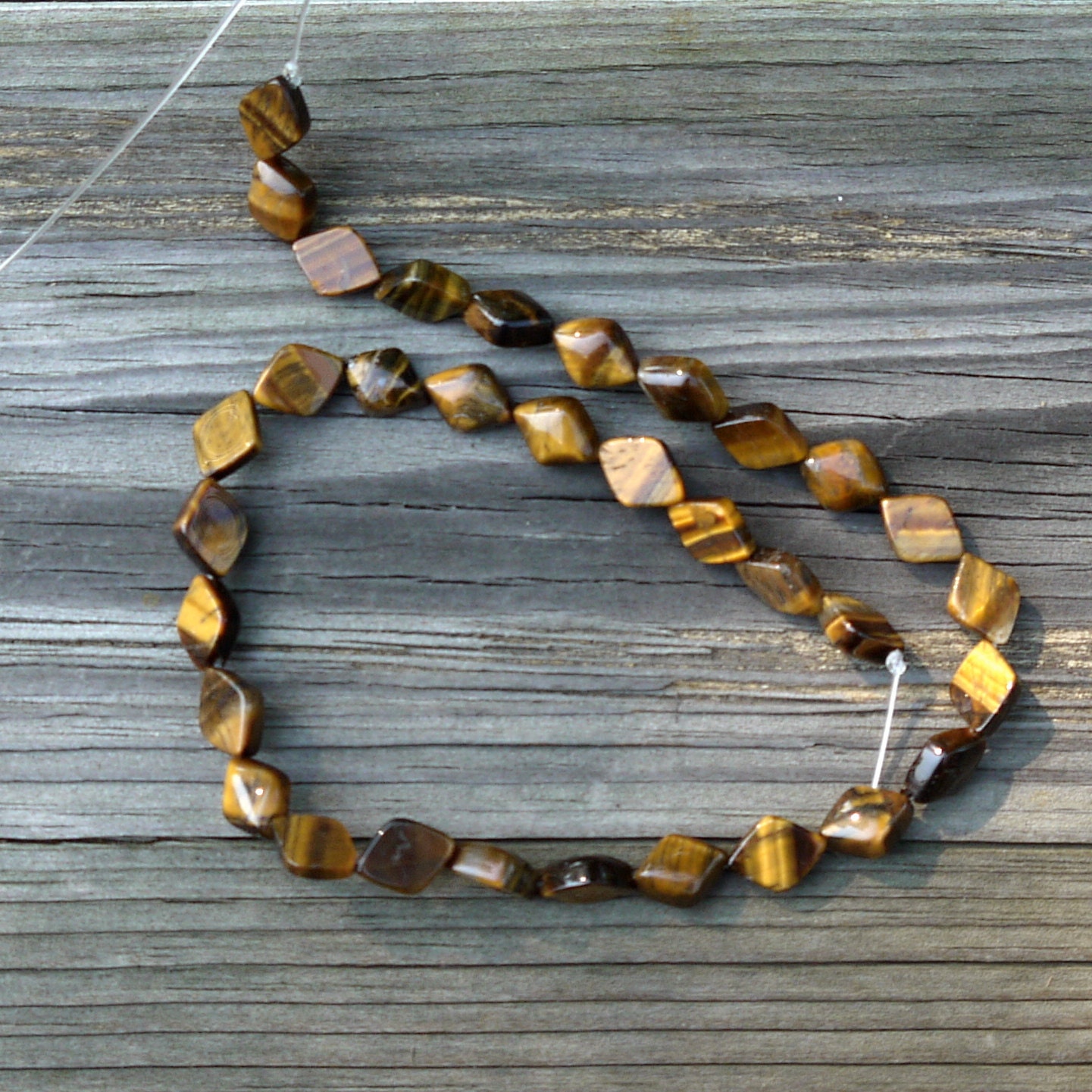 Tigers Eye Beads, Brown DIamond Shaped Gemstone Beads--set of 16