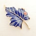 vintage Trifari enamel blue leaf ladybug brooch. WHIMSICAL LEAF.