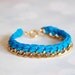 Gold and Neon Turquoise Braided Chain Bracelet