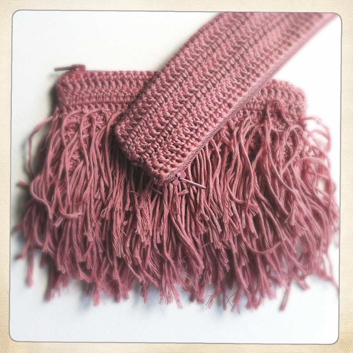 Isadora Duncan dusty rose crochet pouch & pencil case