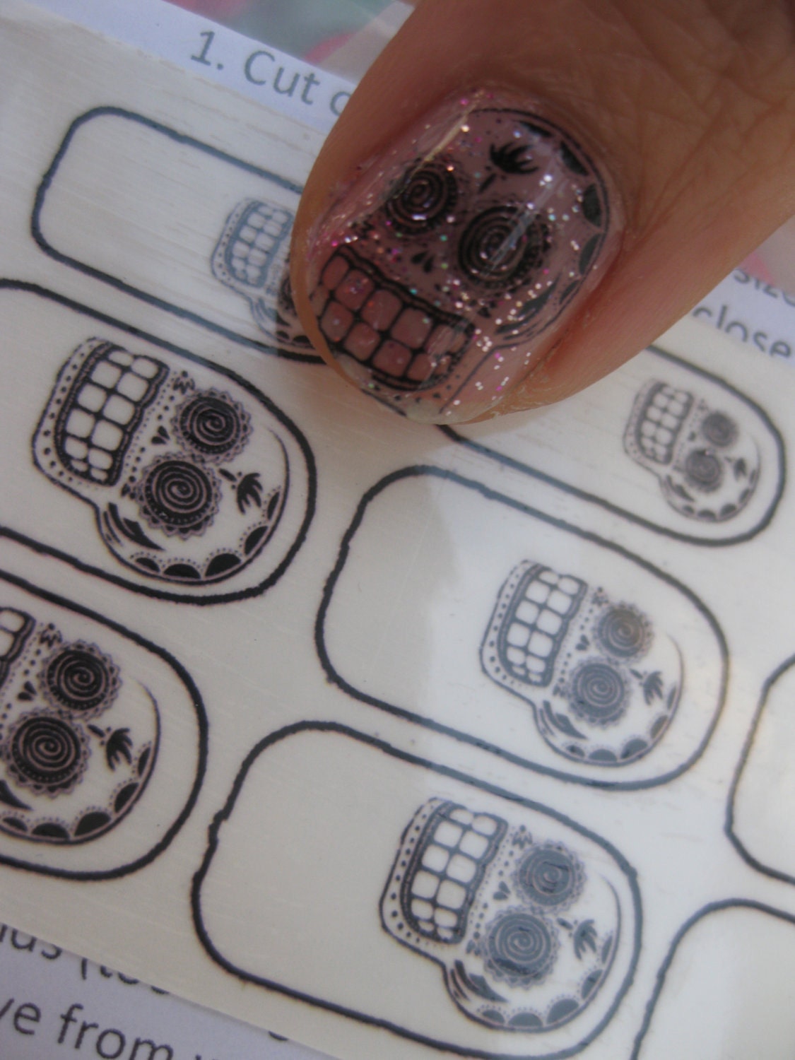 Calavera Clear Nail Decals Mexican Day of the Dead
