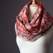 Infinity Scarf silk Floral pashmina paisley spring loop tube Circle red spice golden tones metallic