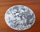 Vintage Danish Illustration Wall Plaque- Bjorn Wiinblad for Nymolle