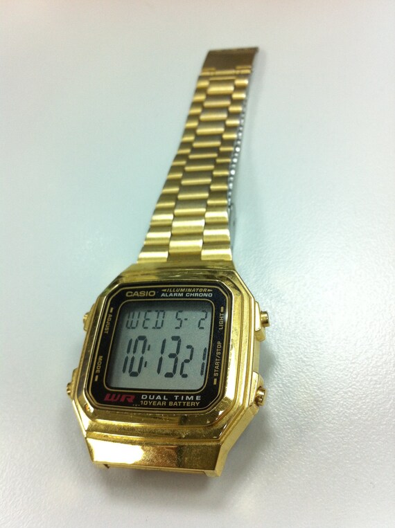 retro gold casio watch men's