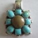 Sweet Turquoise and Coral Flower Pendant