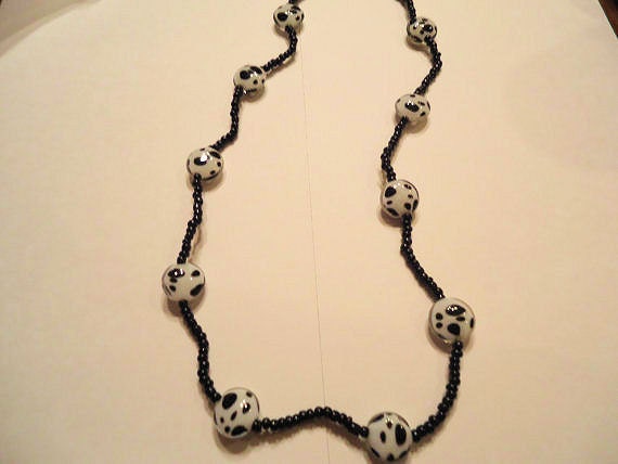 Black and White Funky Wire Polka Dot Necklace