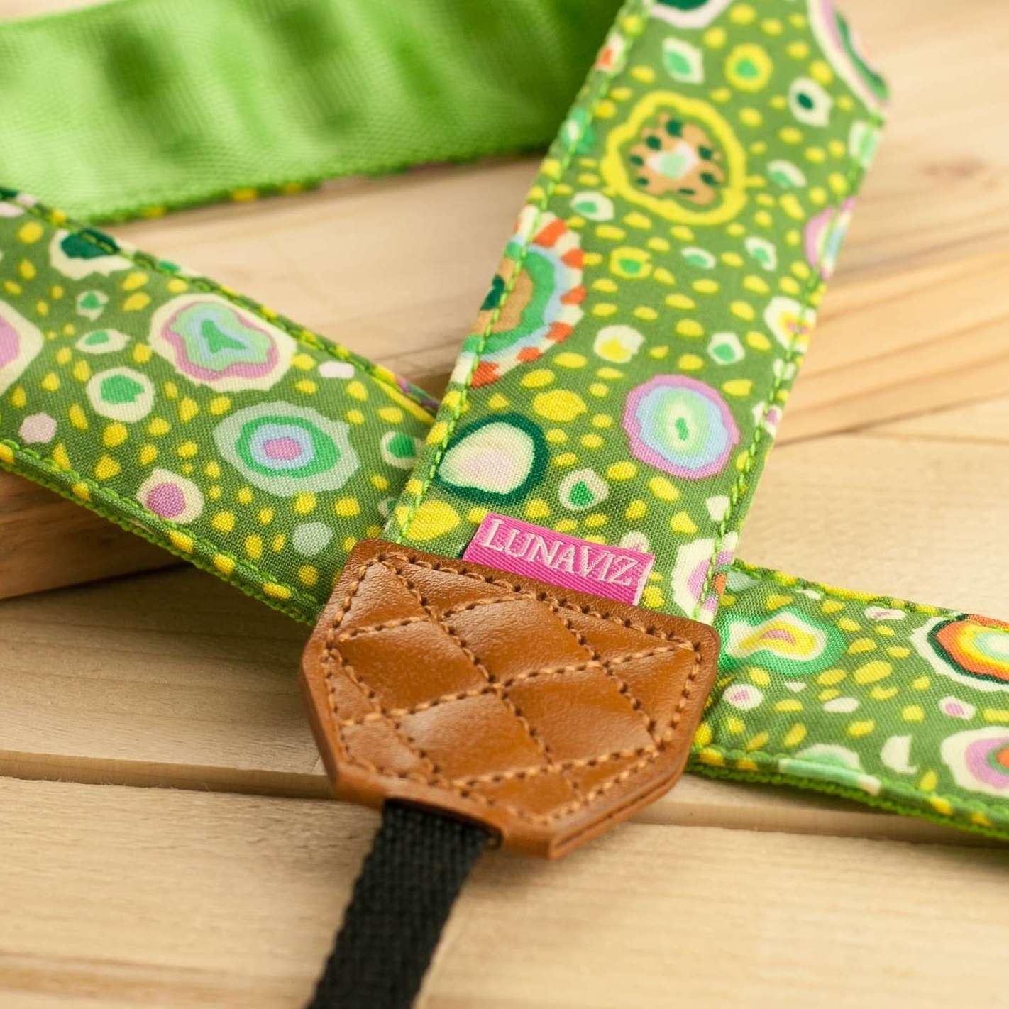 Camera Strap - Roman Glass in Green for DSLR and Mirrorless with Brown Tag (Green)