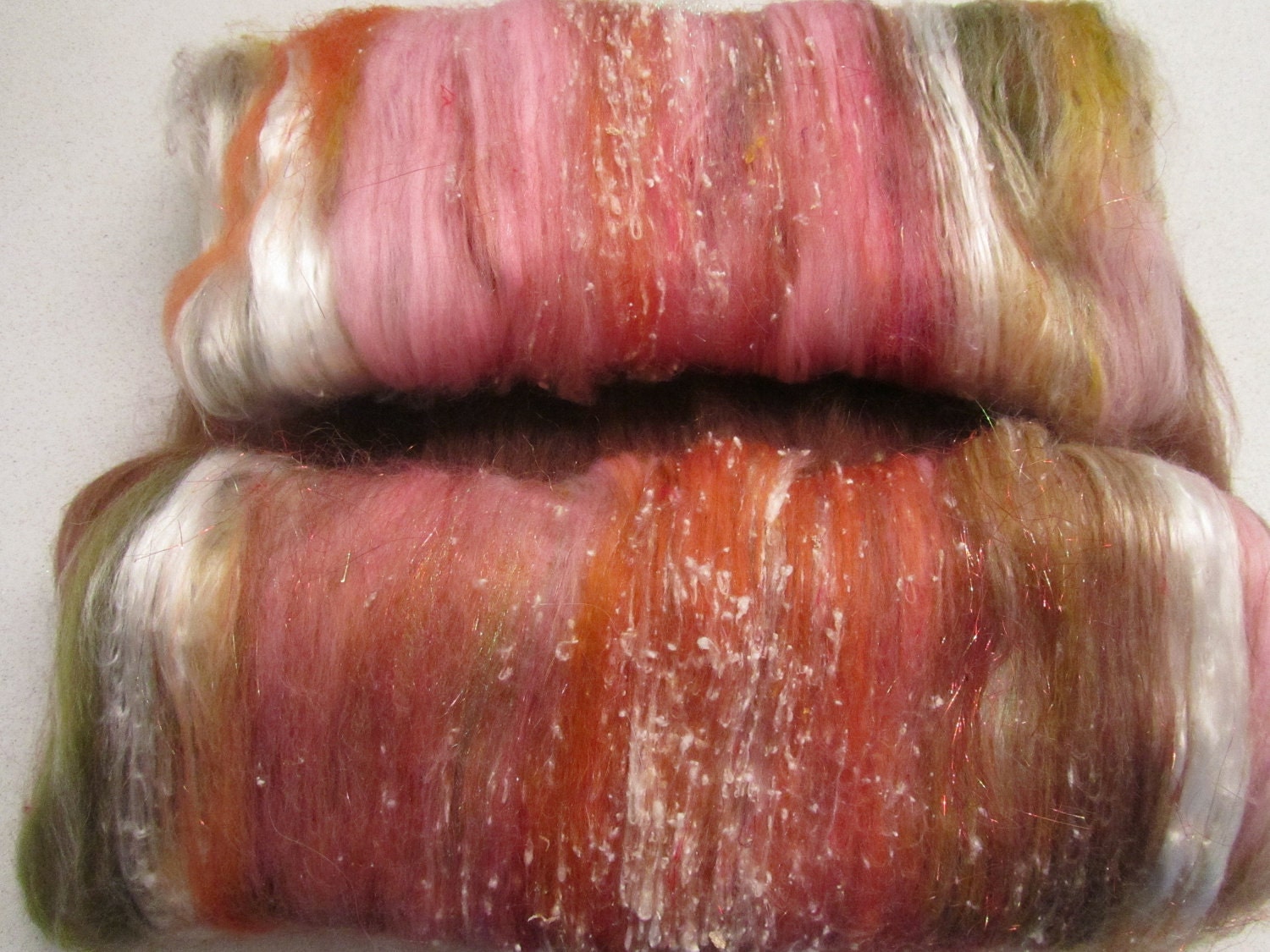 Fiber art batt for spinning: REBELLIOUS NATURE 3.6 oz merino, colonial, tencel, silk, bamboo, Firestar, noil, sari silk, Angelina, etc.
