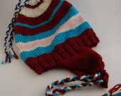 Dr. Seuss Inspired Pink, Teal, and Red Striped  Knit Hat