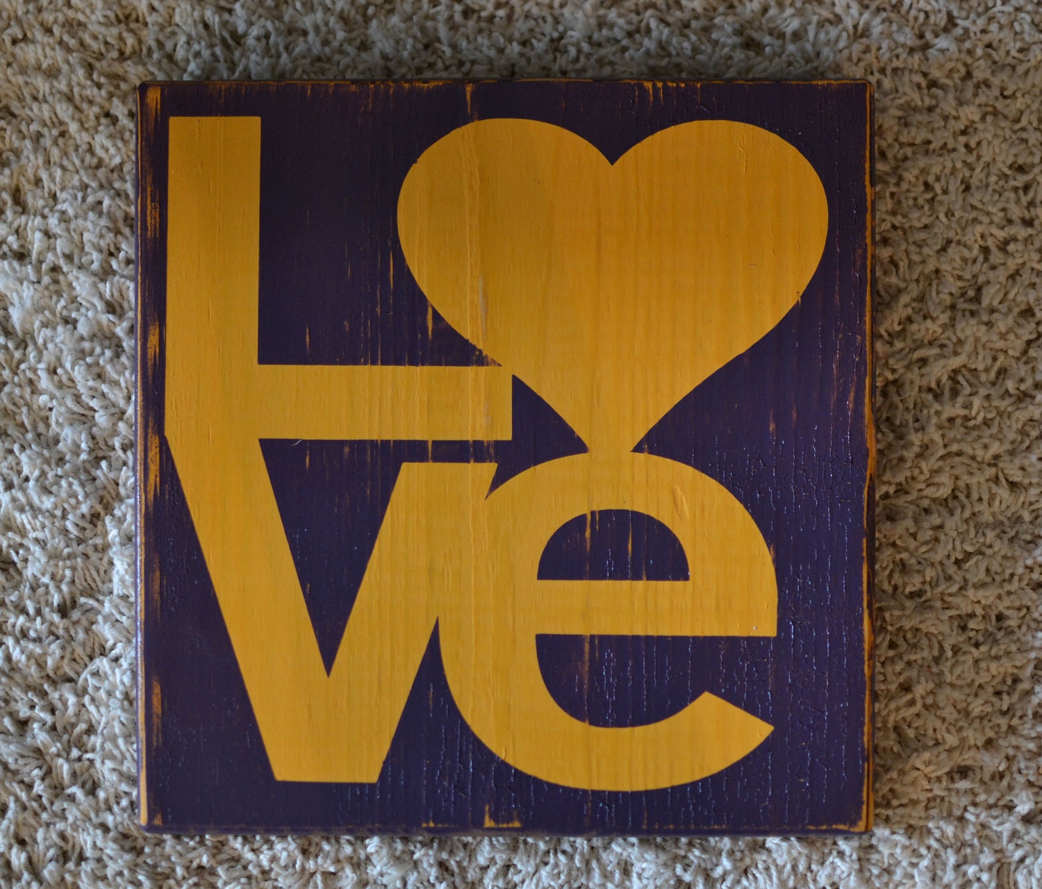 11 x 11 Custom wood sign, wall art, home décor, love, LSU, Purple and Gold, Wedding