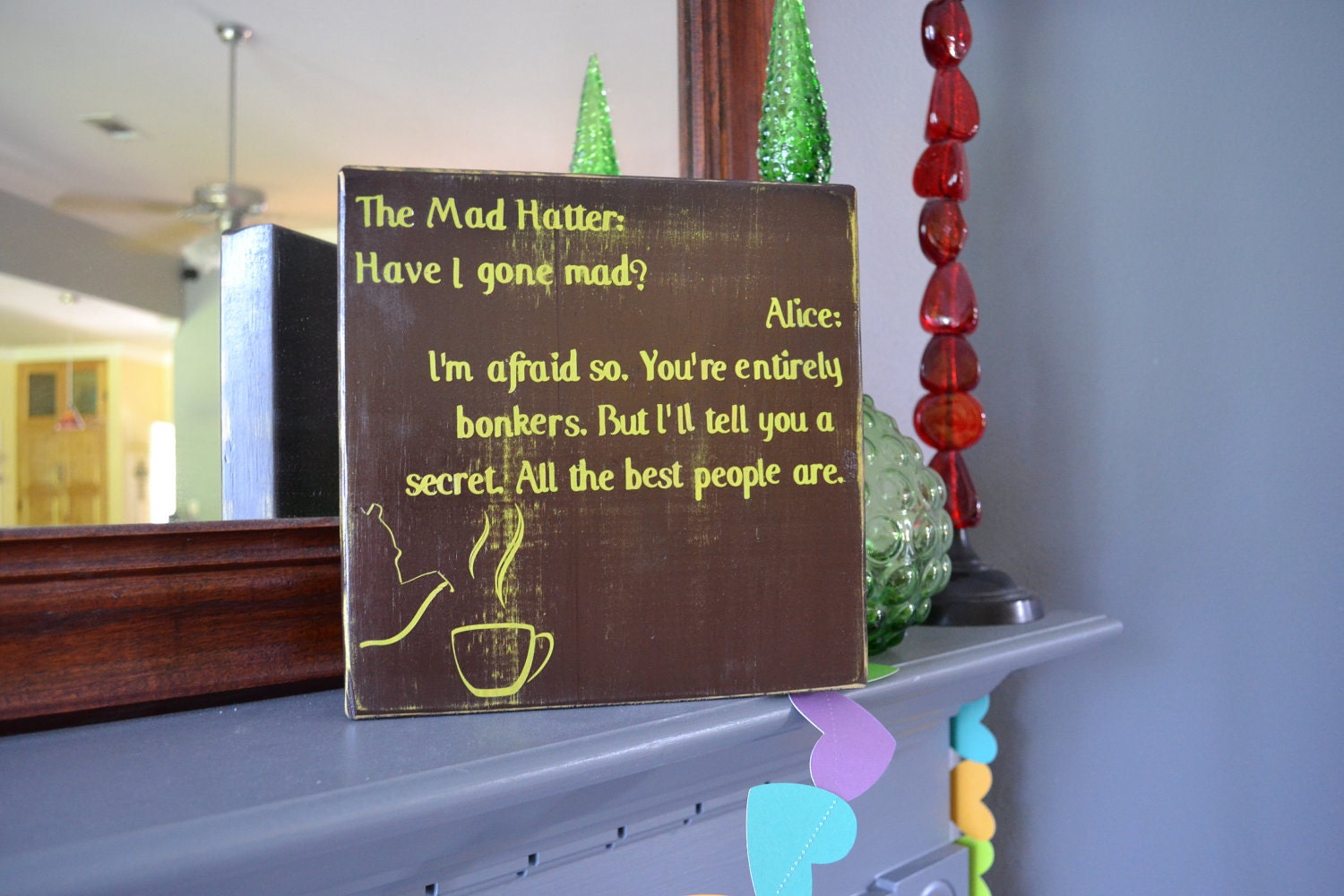 Mad Hatter, Custom Wood Sign, Hand Painted, Geek, Home Decor, Children Decor, Alice in Wonderland