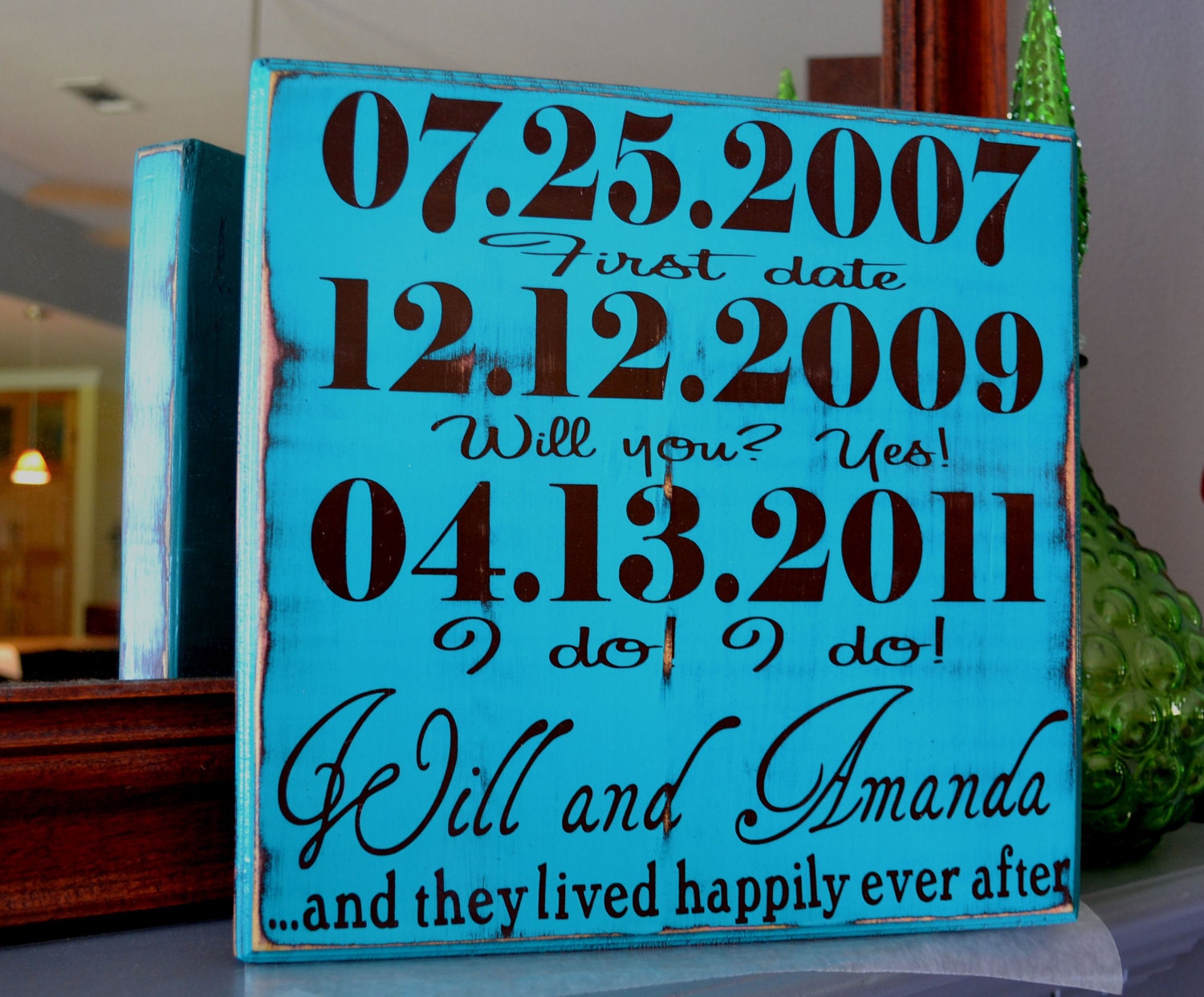 Couple Personalized Engagement Gift, Custom Wedding Gift, Engagement Present, Bridal Shower Gift. Happily Ever After.