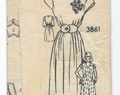 Vintage Dress Pattern, American Weekly 3861, 1940s, Size 16, 34 Bust, Complete, Short or Three-Quarter Sleeves