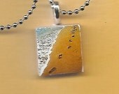 Footprints in the Sand Pendant, Scrabble Tile, Comes with Chain
