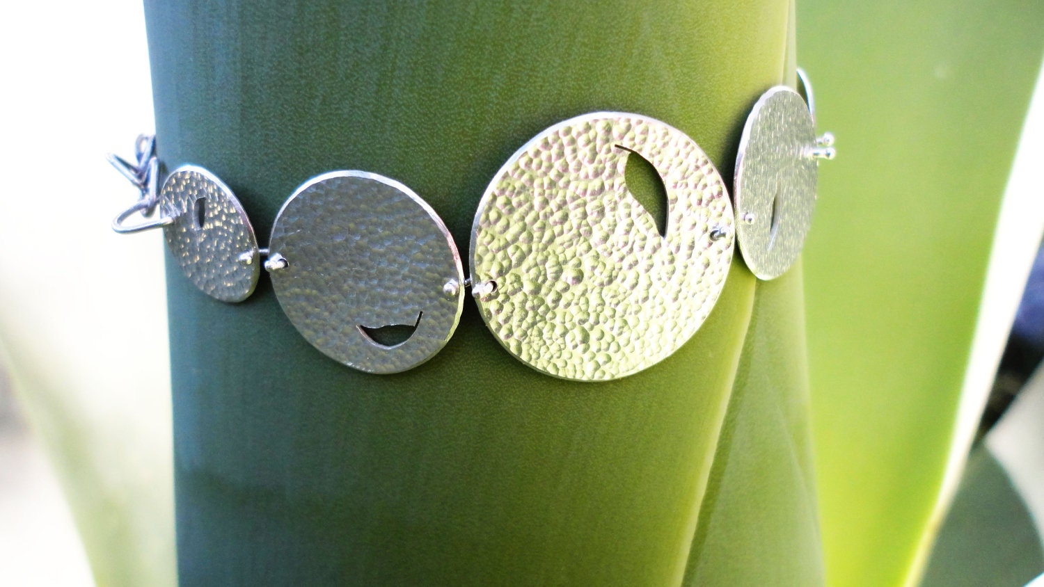 Handmade Recycled Sterling Silver Falling Leaves Bracelet, Summer Jewelry