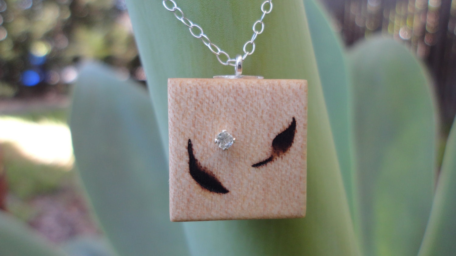 Handmade Sterling Silver and Wood Little Leaves Maple Necklace