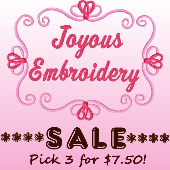 Pick 3 Applique Machine Embroidery Designs for 7.50