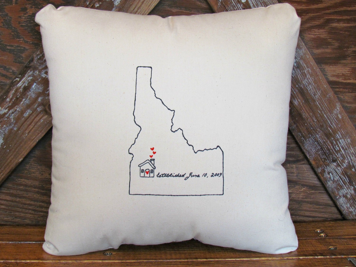 State of Love Customizable Wedding Pillow