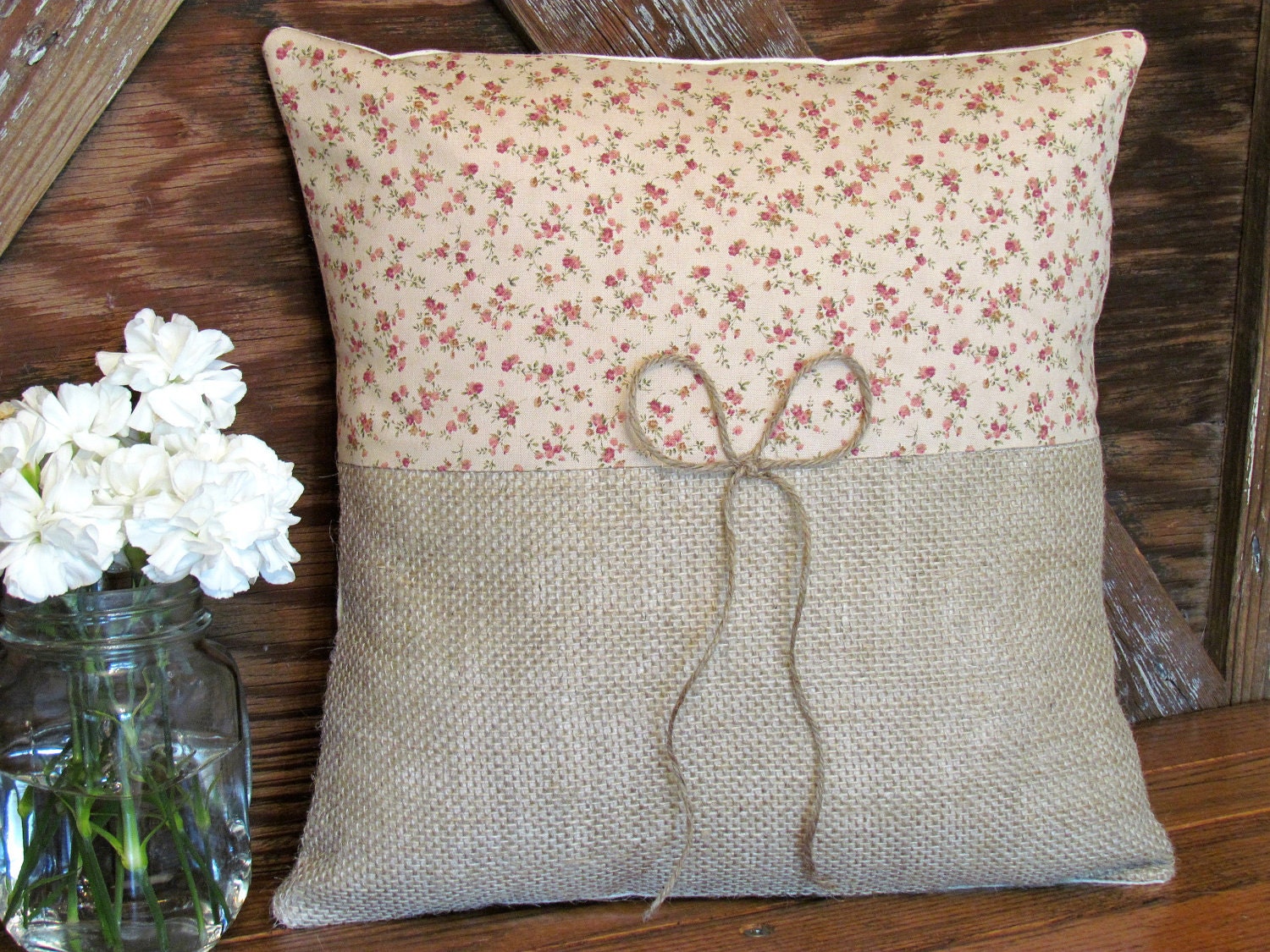 Prairie Girl Twine and Burlap Rustic Pillow
