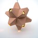 Paper Origami Lamp. Tan and Aqua. 48 sides. (Polyhdra Luminaria Series)