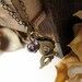 Sale (Limited Time) - Antique Brass Mystery Mask Pendant with Purple Faceted Bead Necklace