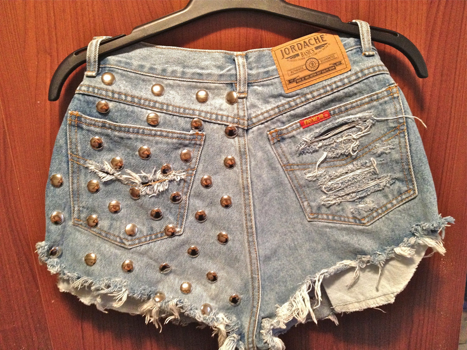 Made to order- Creation High Waisted Studded Denim Shorts