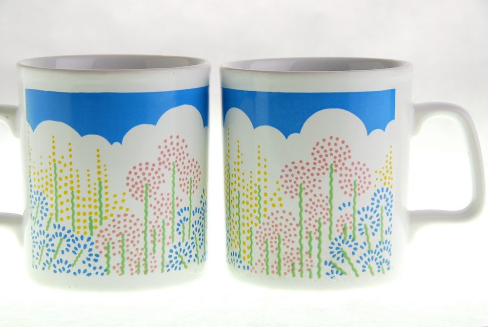 Vintage Kiln Craft Mug Dot Flowers (2)