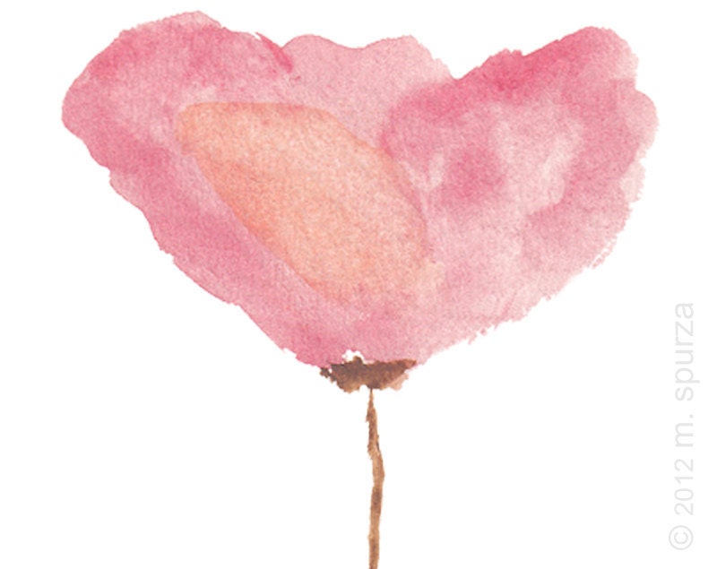 Delicate Pink Tulip Flower Watercolor Painting 8x10 Art Print Contemporary Painterly Garden Decor Floral French Country Shabby Chic Style