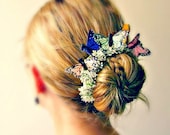 Butterfly Garden - Bun Belt, ring of butterflies, spring flower crown for your hair bun