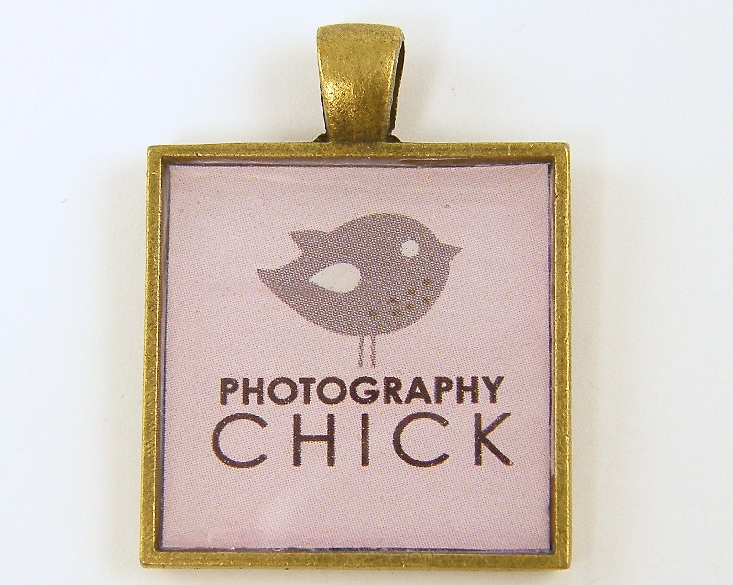 Photographer Pendant - Woman Photography Camera Buff Pink Brass Jewelry Charm