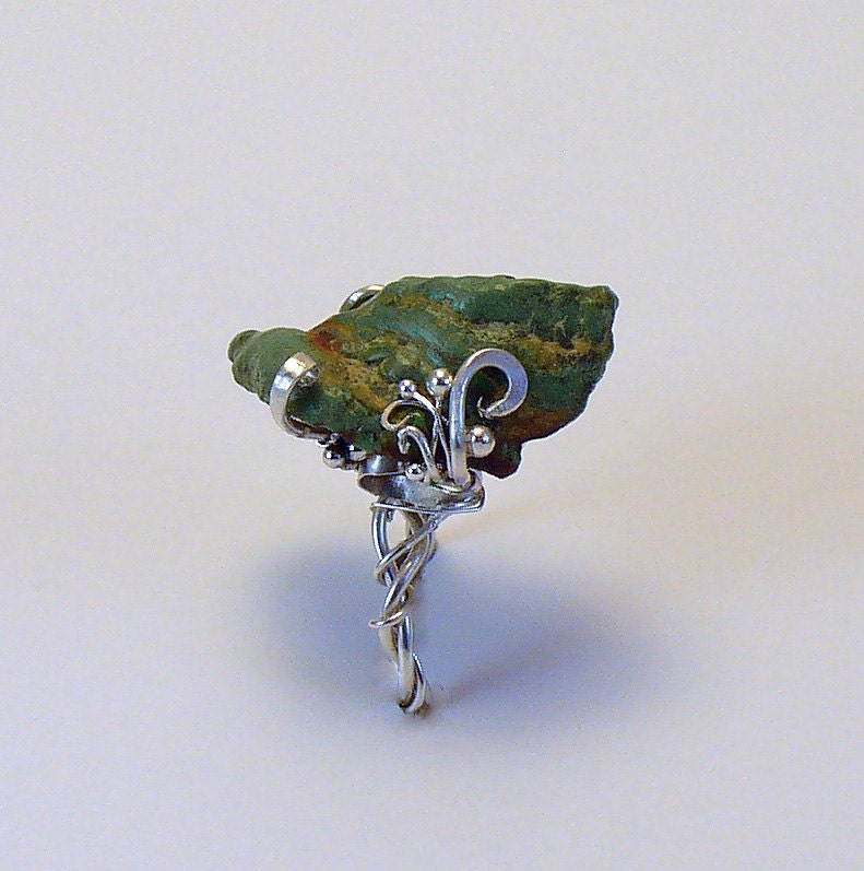 Turquoise and Sterling Silver Ring with 14K Gold bit